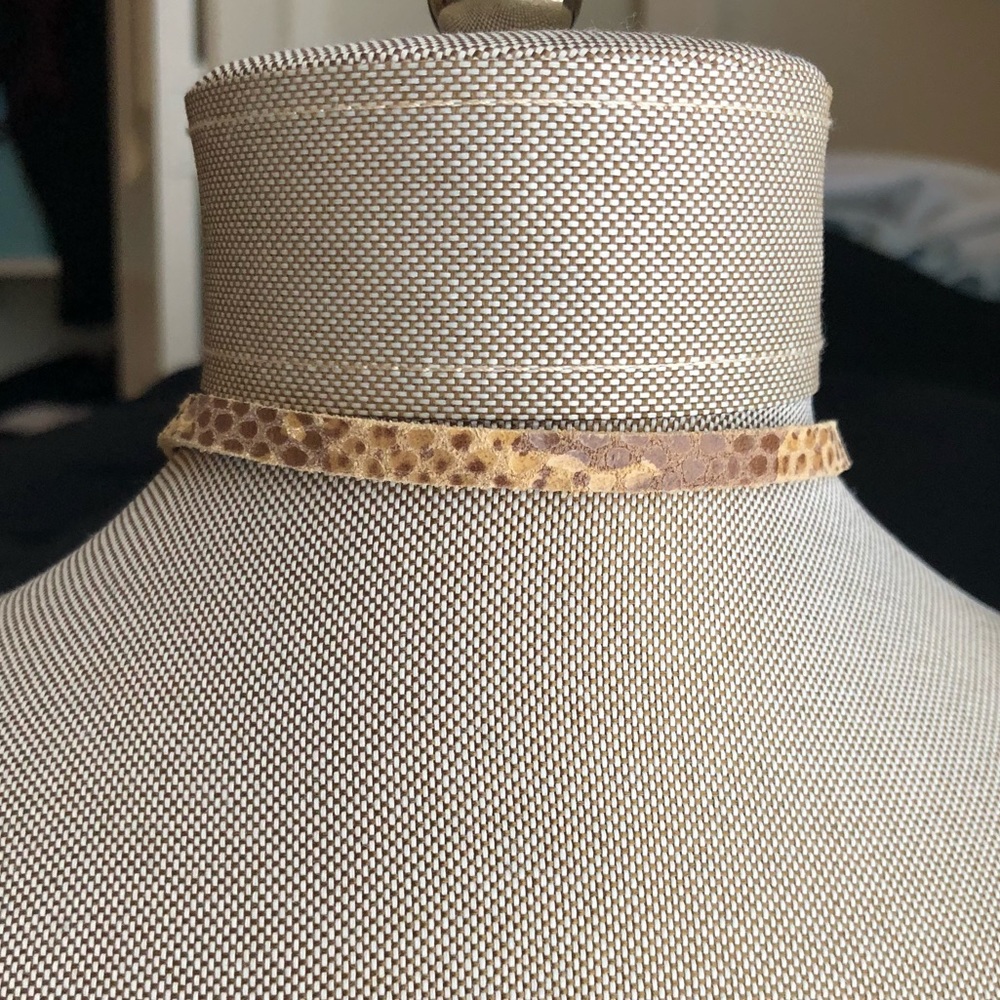 Vaness Mooney Leather Tan Snakeskin Choker